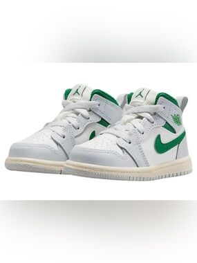 Toddler's Jordan 1 Mid Summit White/Pine Green (DQ8425 142) SIZE 6 NWOB